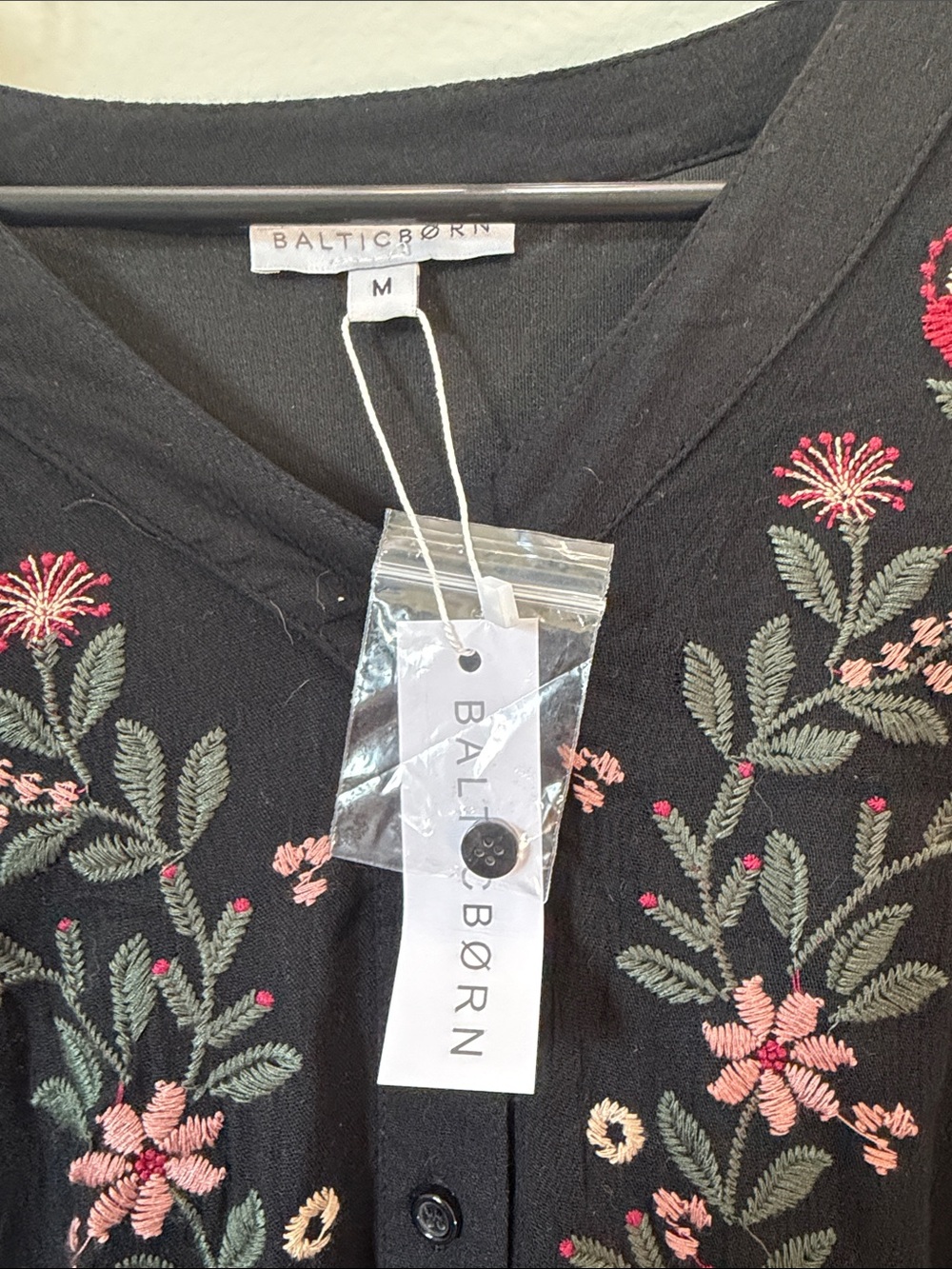 Baltic Born Black Maxi Dress with Pink and Green Floral Embroidery - Picture 3 of 4